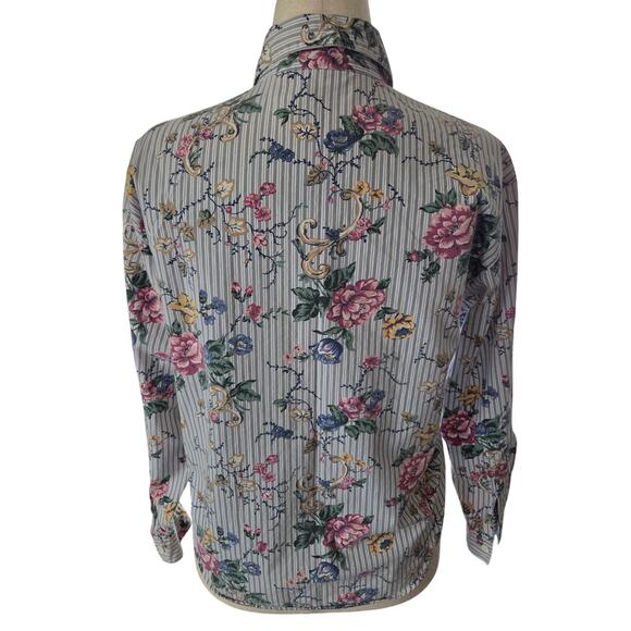 Floral Cottagecore Striped Button Down - Petite Medium - Picture 3 of 7
